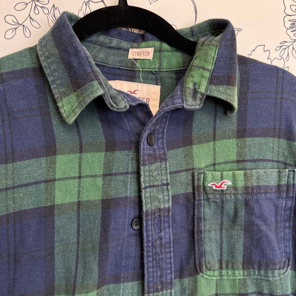 Hollister Green & Blue Plaid Flannel - Picture 2 of 5